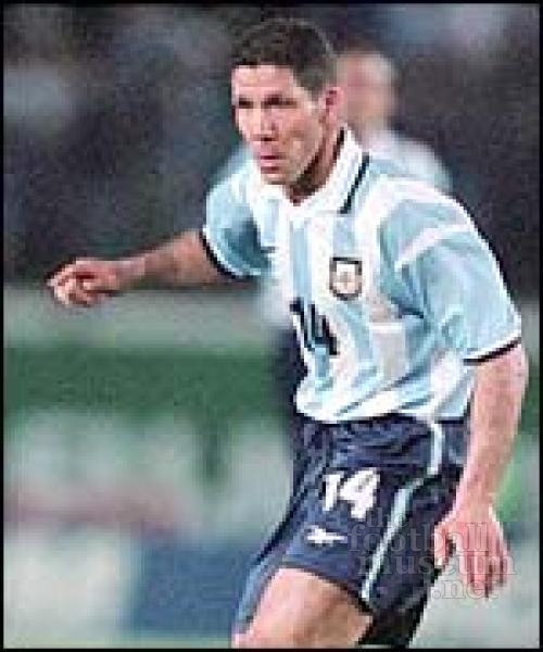 Diego   Simeone  Match Worn Argentina Shirt